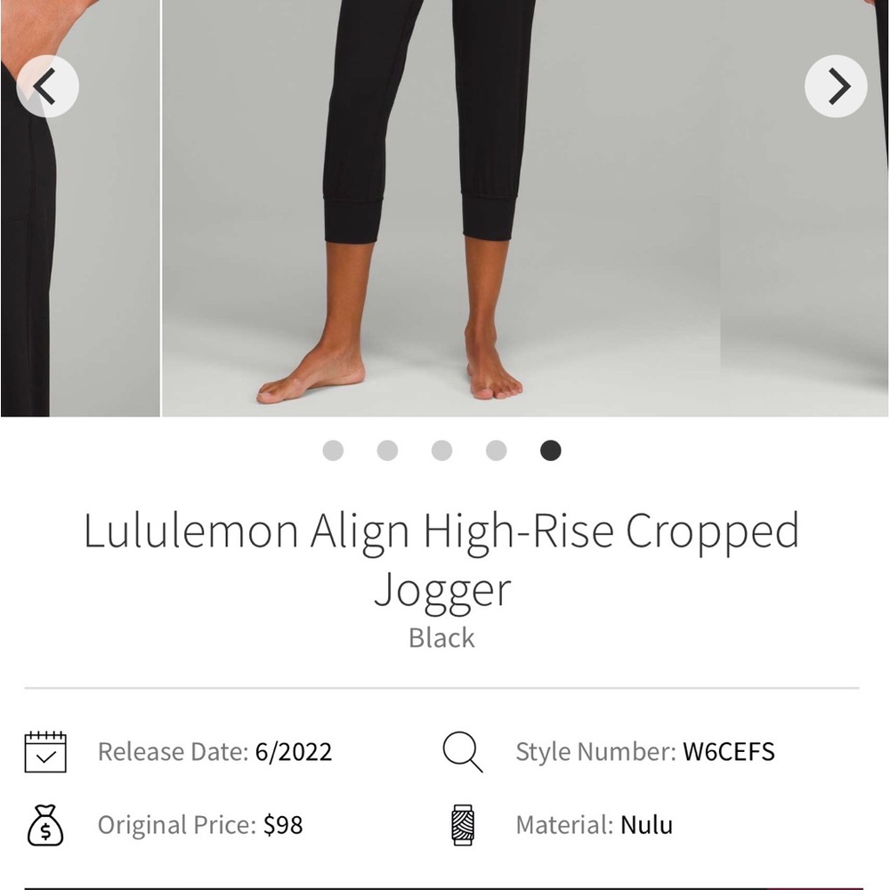 Lululemon Athletica Black High-Rise Cropped Jogger